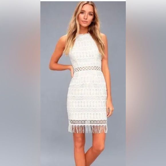 Lulus Dresses & Skirts - Lulus Women’s Kenna White Crochet Lace Sleeveless Bodycon Dress Size XS